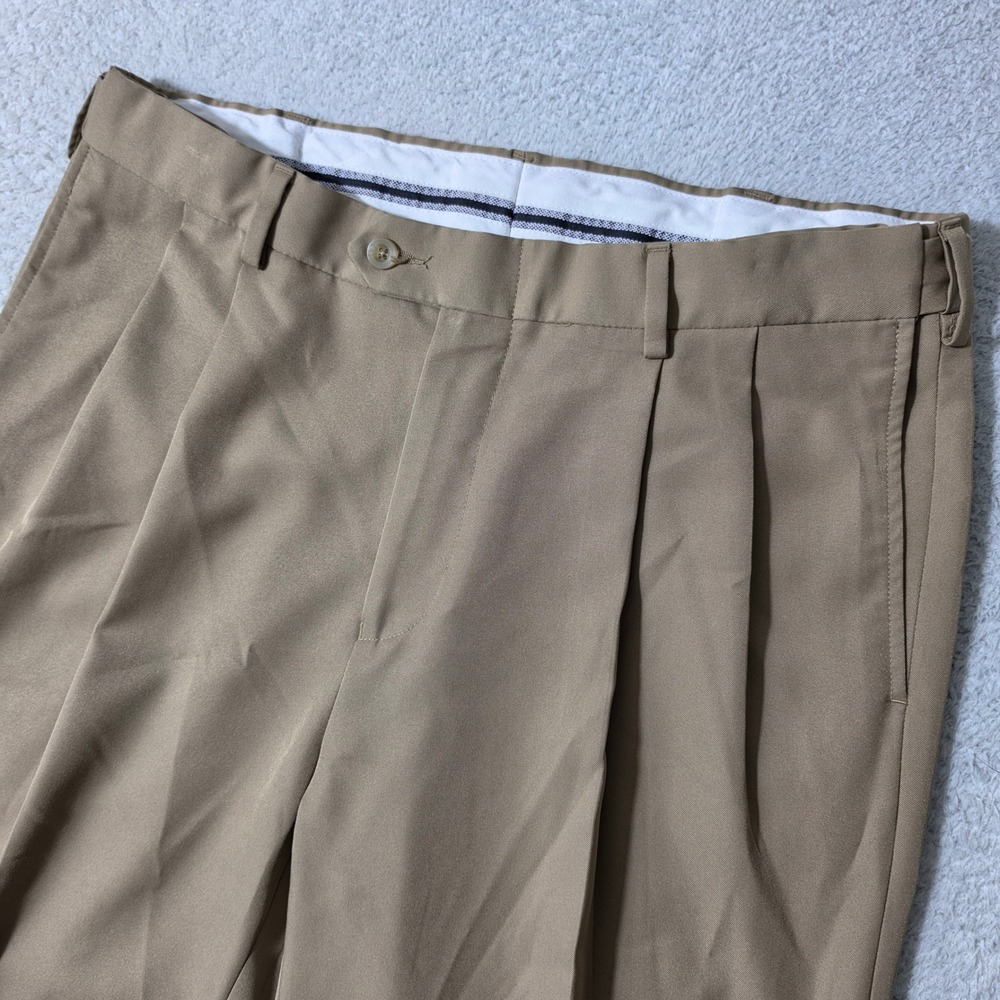 Jos. A. Bank Dress Pants Mens 35/32 Tan Traveler Pleated‎ Cuffed Khaki
